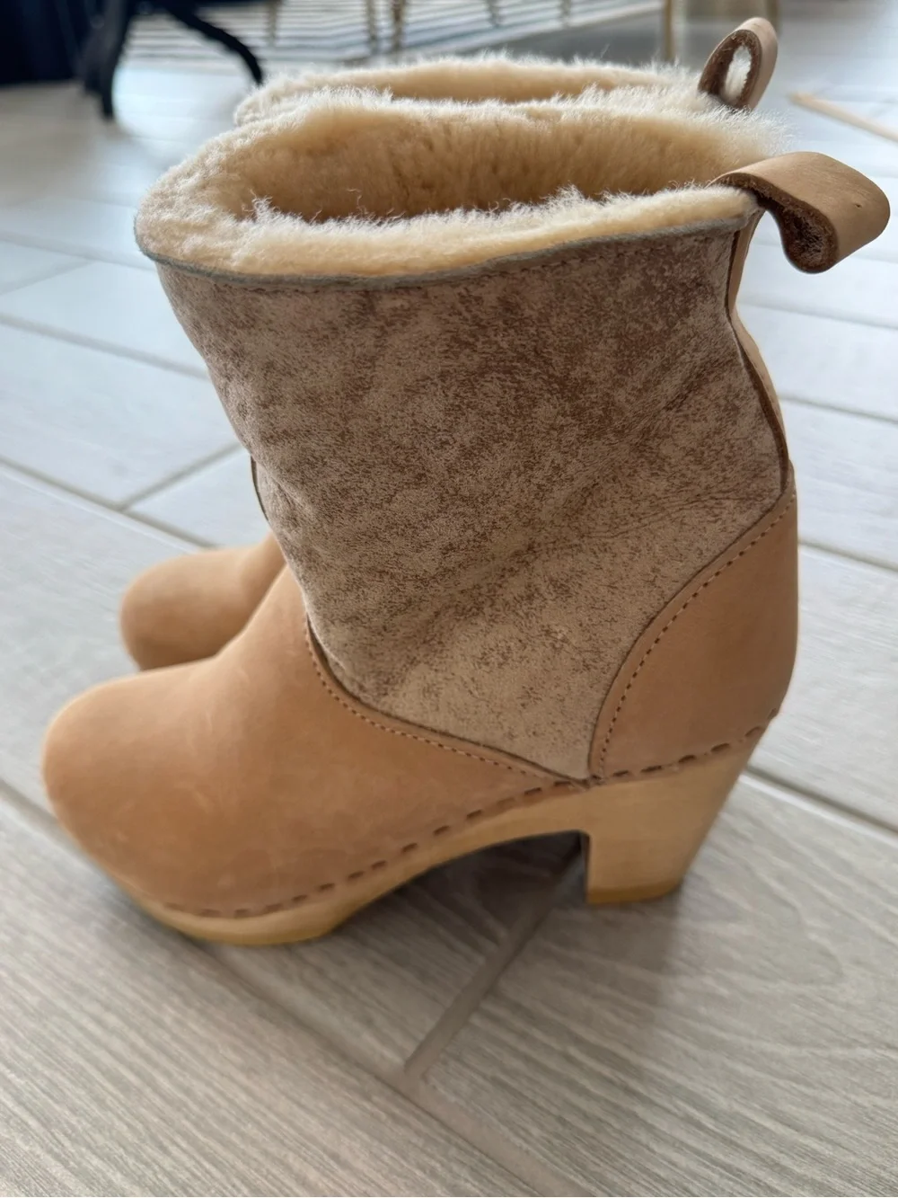 NO 6 Sherpa Clog Ankle Boots Size 35 GUC